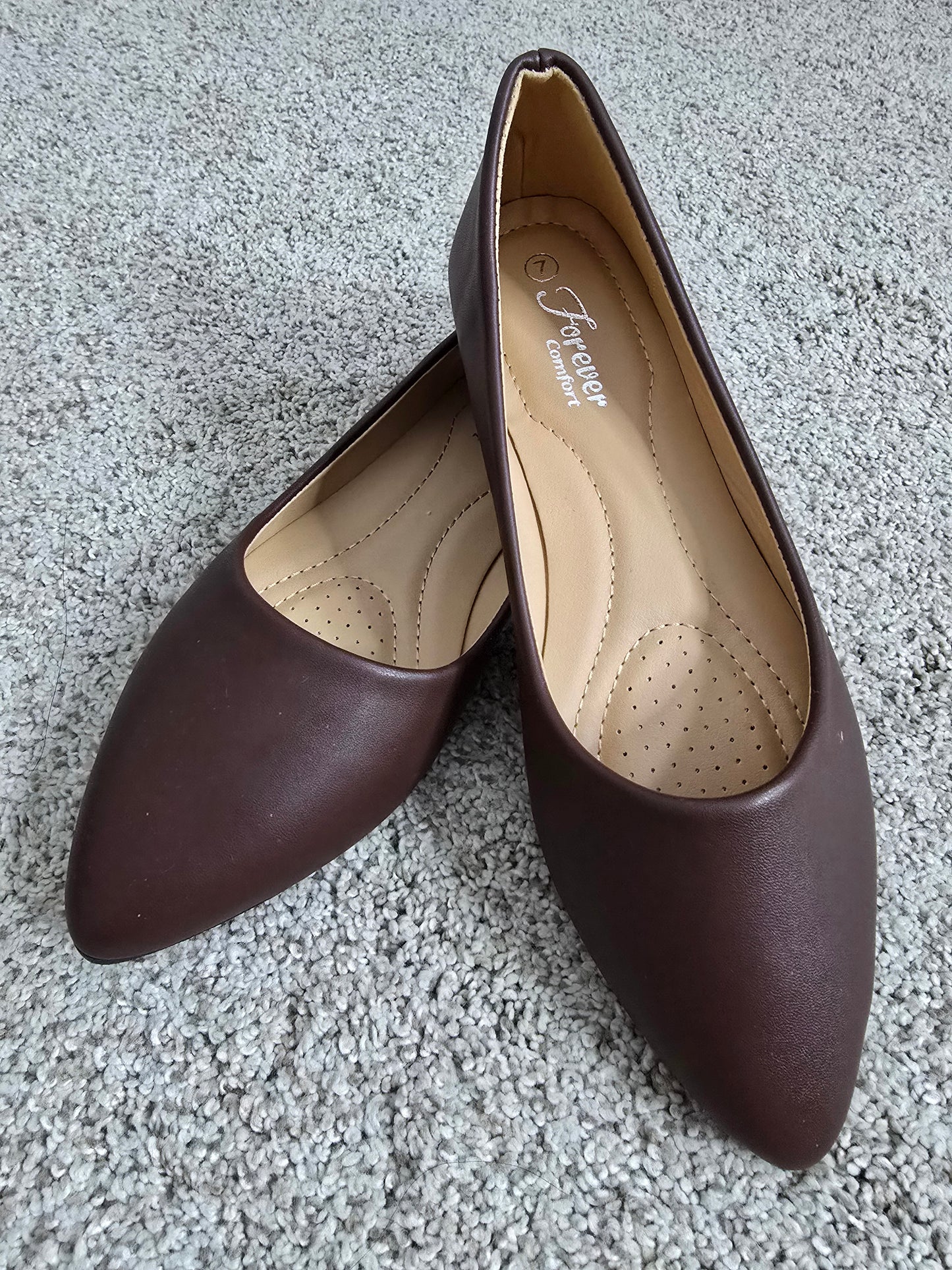 SHOE-26 - Pointed Toe Flats (ALICIA-32) (BROWN)