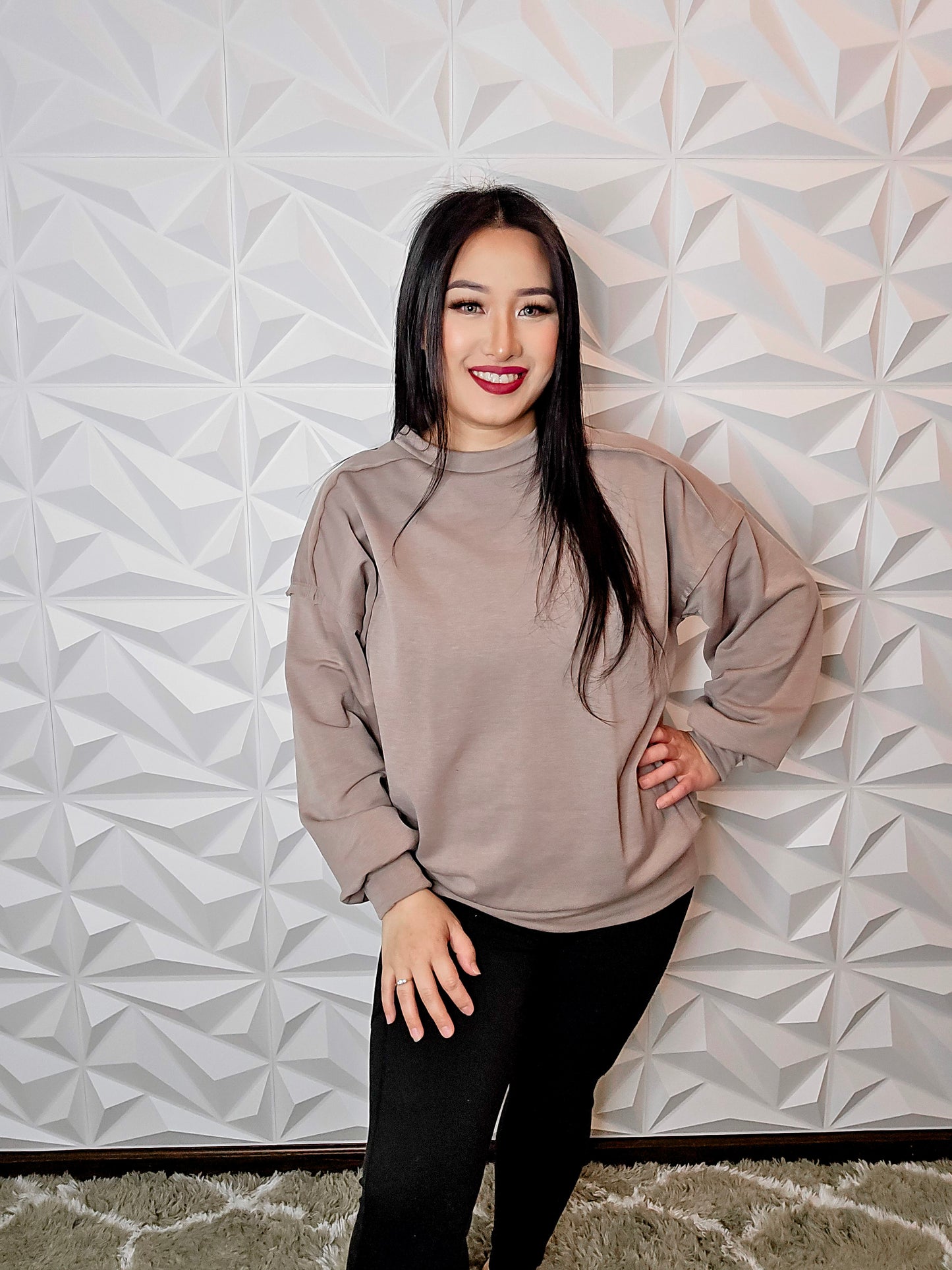 T683 - Oversized Crewneck Comfy Sweatshirt (TAUPE)