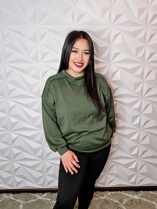 T683 - Oversized Crewneck Comfy Sweatshirt (OLIVE)