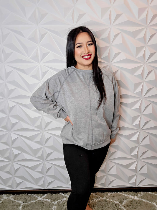 T680 - Crewneck Loose Fit Comfy Sweater (H. GREY)