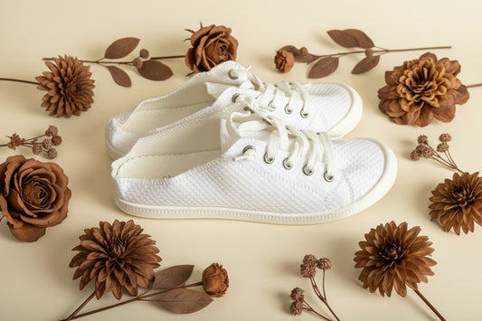 SHOE-63 - White Breathable Slip-On Basic Tie Sneakers