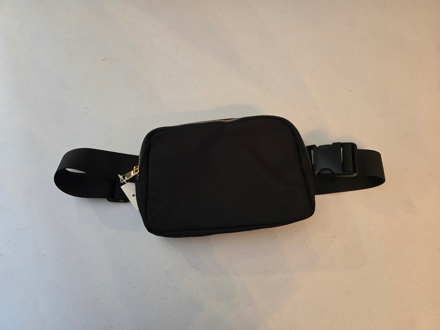 A72 - BLACK Nylon Gold Zipper Fanny Pack