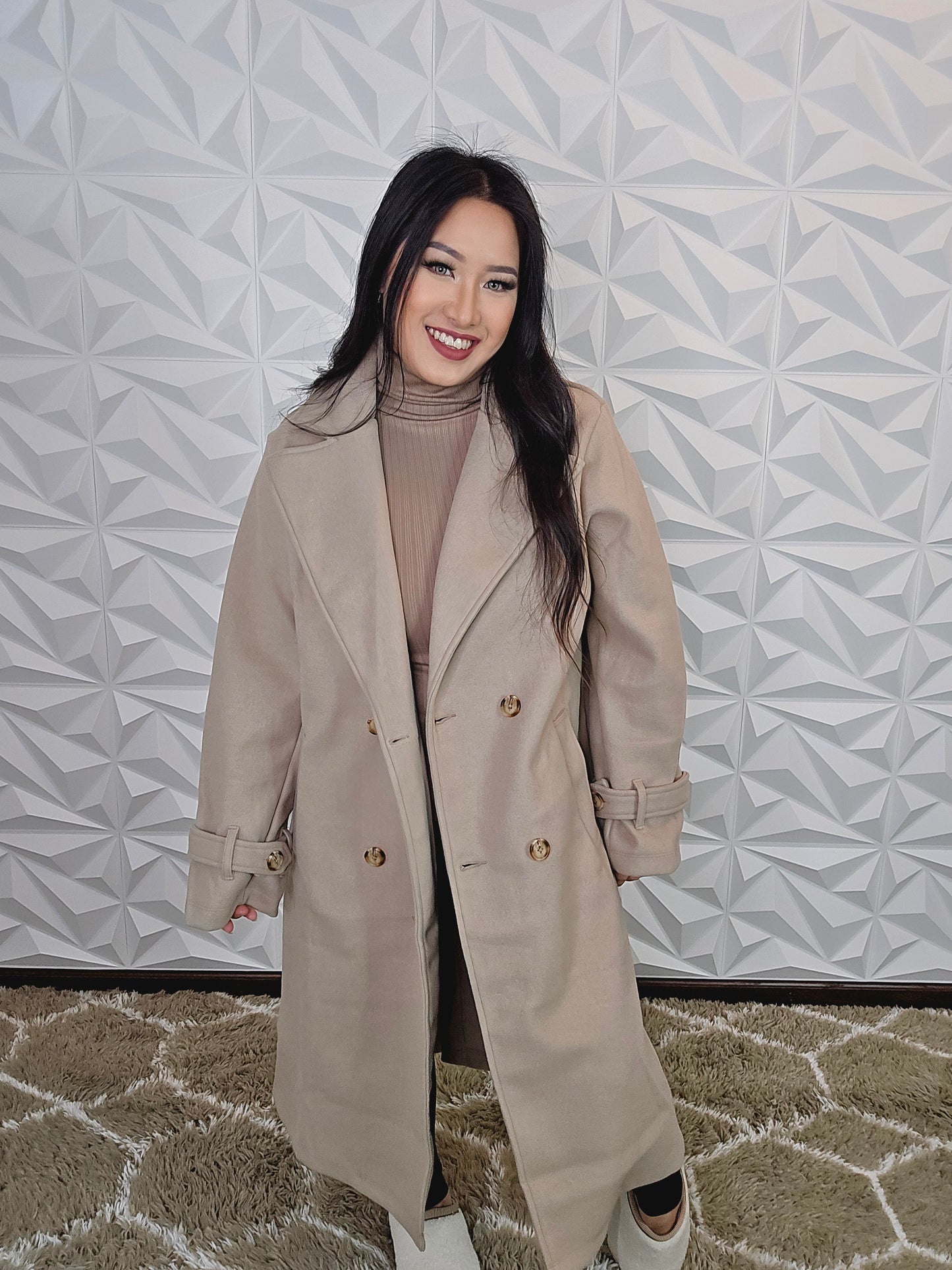 J113 - Belted Longline Midi Coat (OATMEAL)