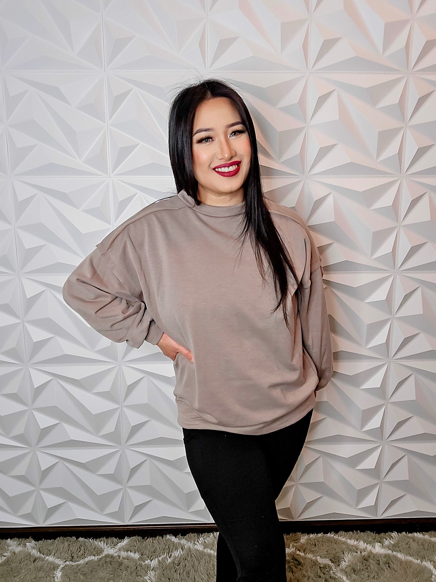 T683 - Oversized Crewneck Comfy Sweatshirt (TAUPE)