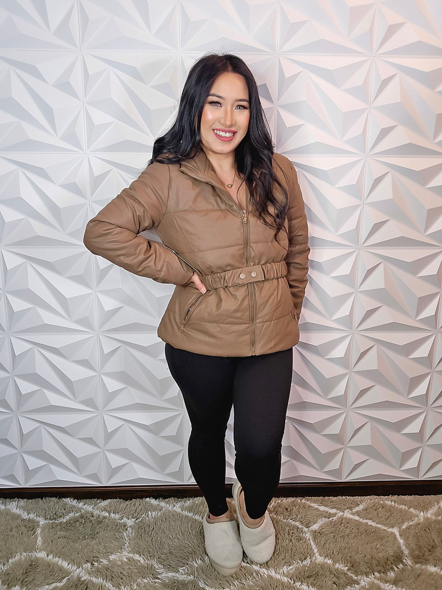 J139 - Hoodie Quilted Puffer Coat (COFFEE)