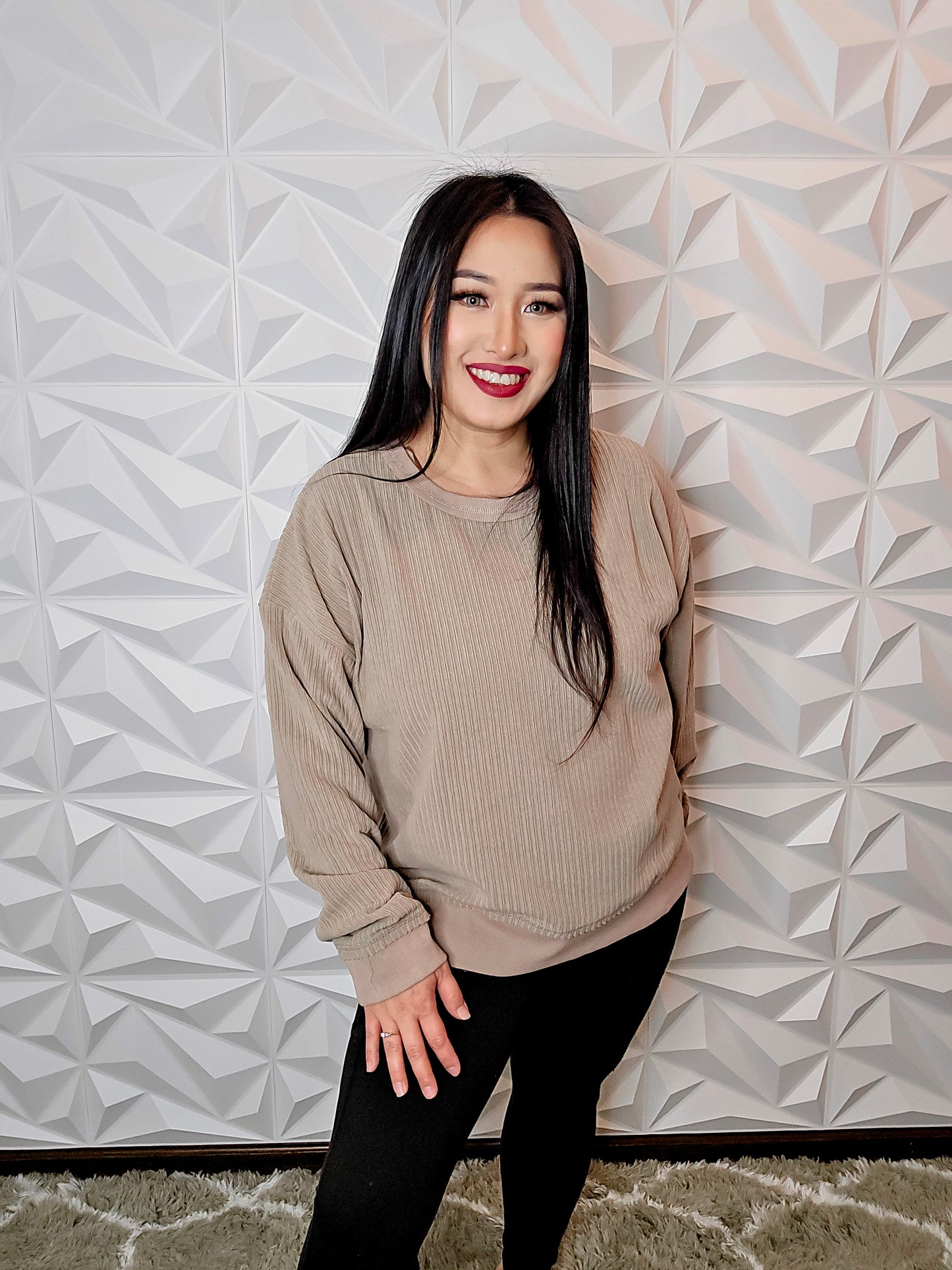 T690 -  Oversized Soft Textured Knit Sweater (MOCHA)