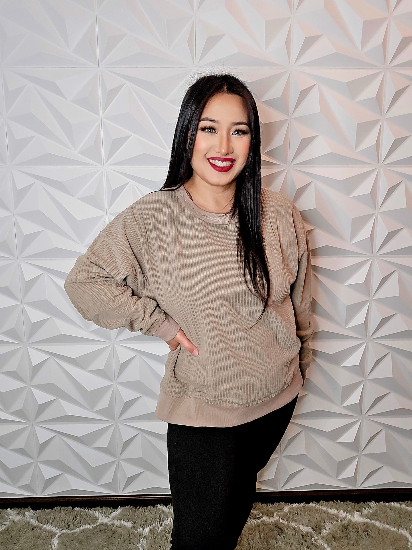 T690 -  Oversized Soft Textured Knit Sweater (MOCHA)