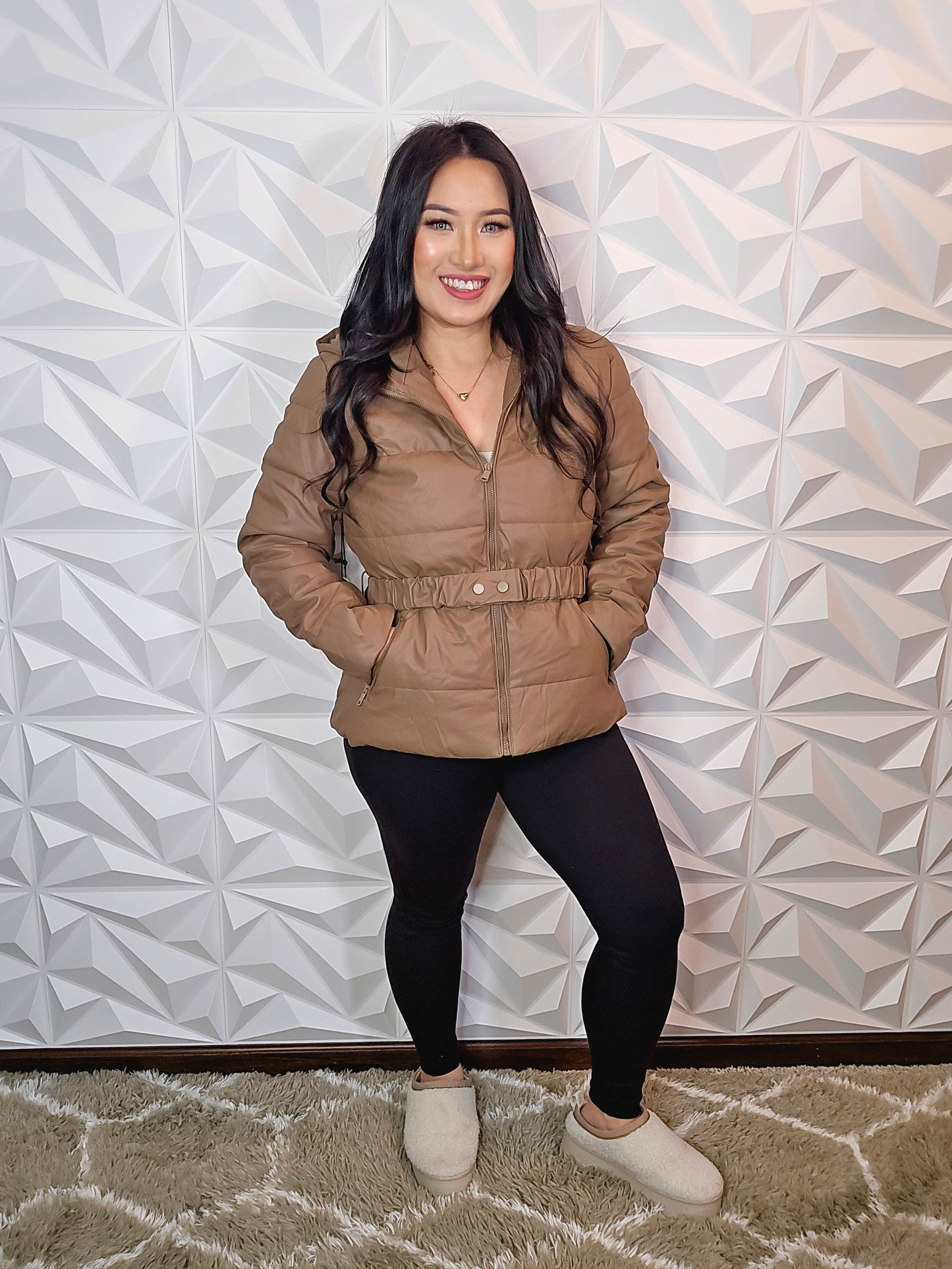 J139 - Hoodie Quilted Puffer Coat (COFFEE)