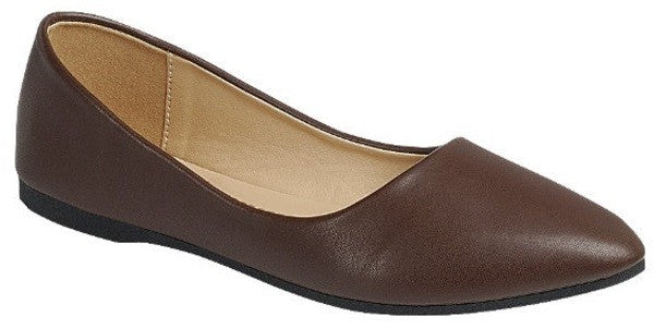 SHOE-26 - Pointed Toe Flats (ALICIA-32) (BROWN)